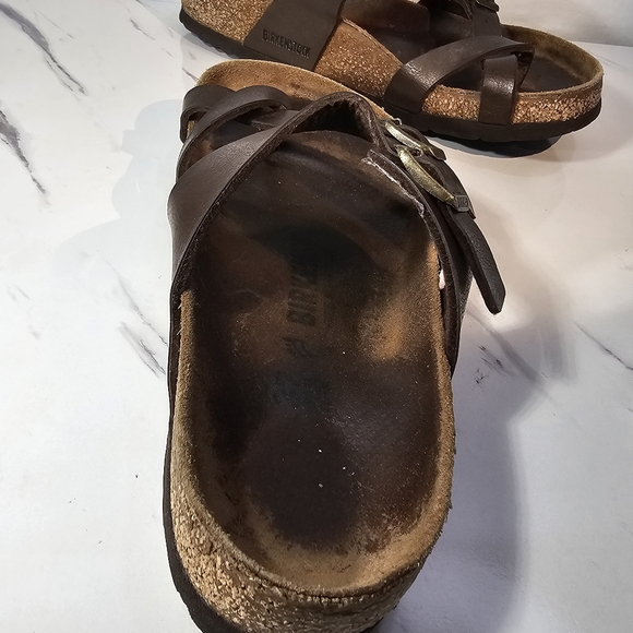 Birkenstock Womens Mayari Brown Leather Toe Loop Slide Casual Sandal EU 38 US 7 - Picture 3 of 14